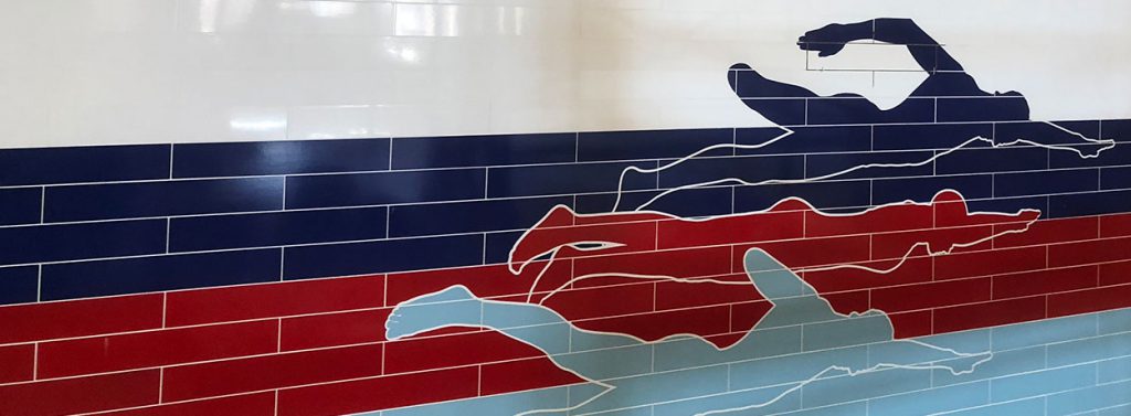 custom made tiles - swimming wall tile mural